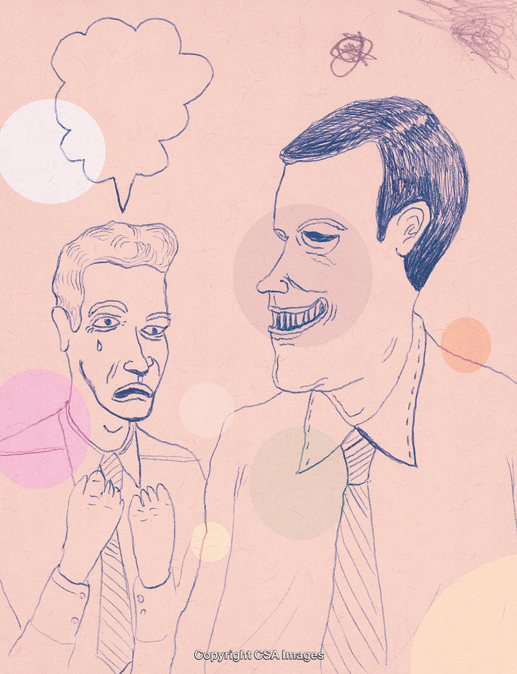 Illustration Capturing Emotional Interaction Between Two Figures in Surreal Style