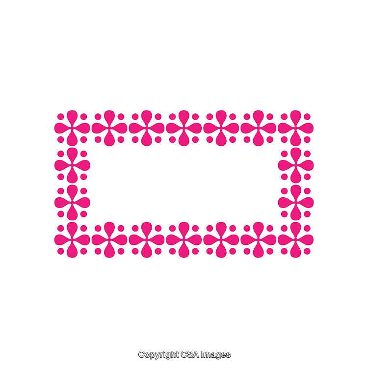 Vibrant Pink Geometric Floral Frame Design on White Background