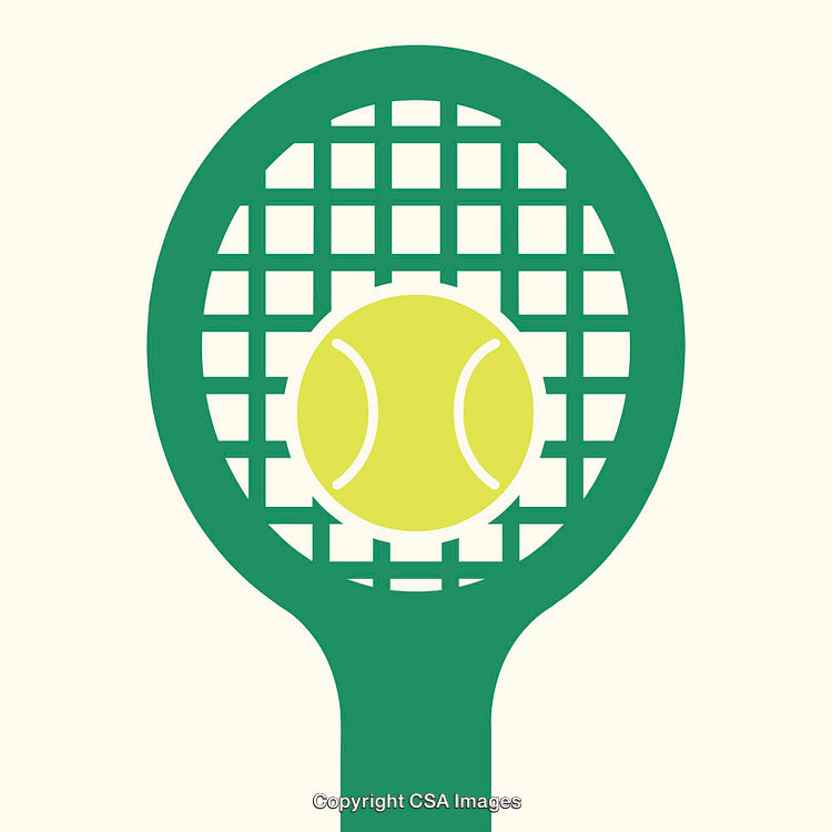 Minimalistic Illustration of a Tennis Ball and Racket in Green