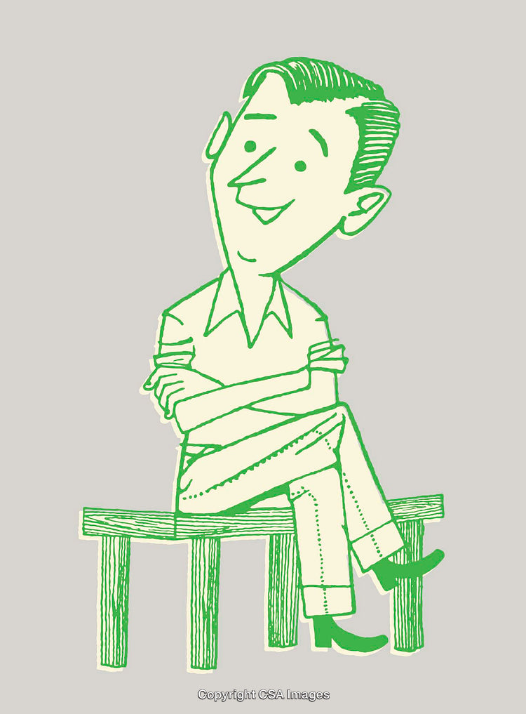 Green-Toned Cartoon Man Illustration on Light Background