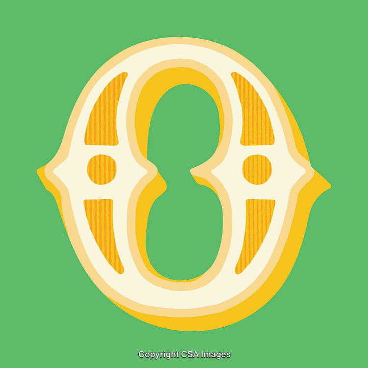 Stylized Yellow Letter O on a Green Background