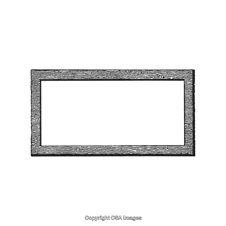 Rectangular Black and White Border Illustration with Intricate Detailing