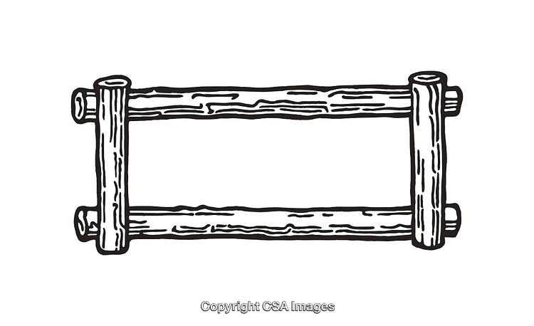 Rustic Wooden Frame Line Art Illustration in Black and White