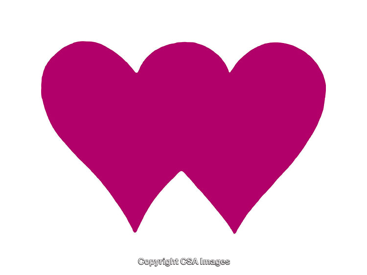 Bright Pink Double Heart Icon on White Background