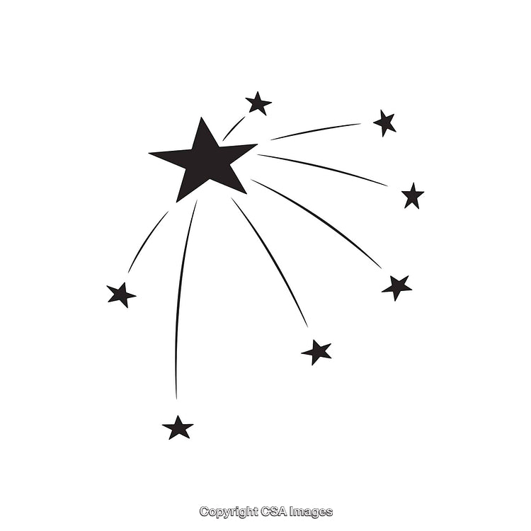 Black and White Star Dingbat with Radiating Streaks