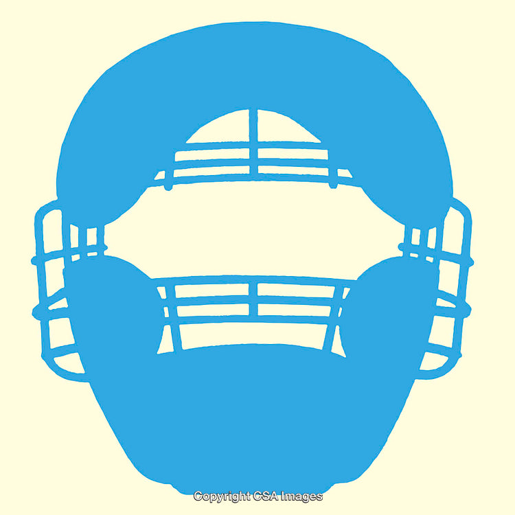 Blue Football Helmet in Silhouette Style on Light Background