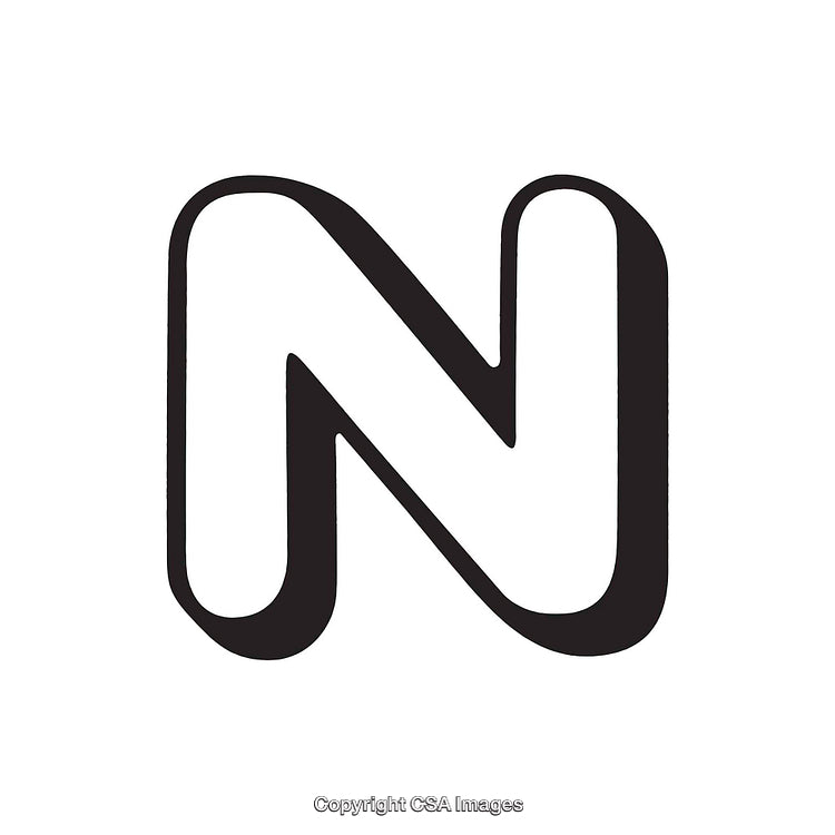 Bold Letter N in Black on a Clean White Background