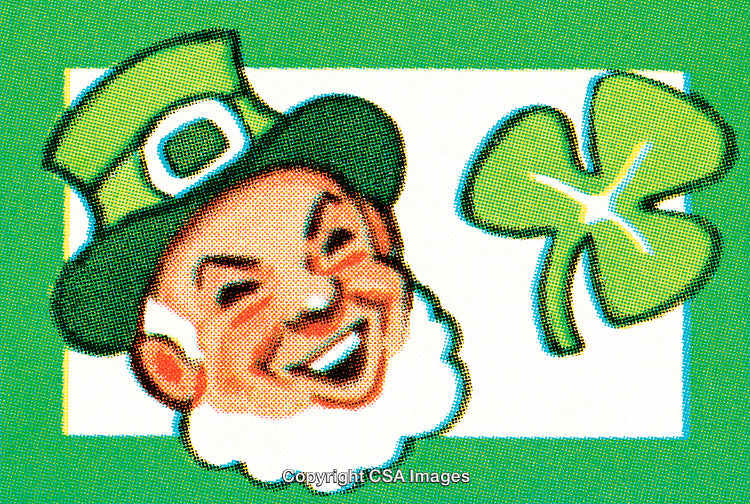 Cheerful Leprechaun Illustration With Shamrock on Green Background
