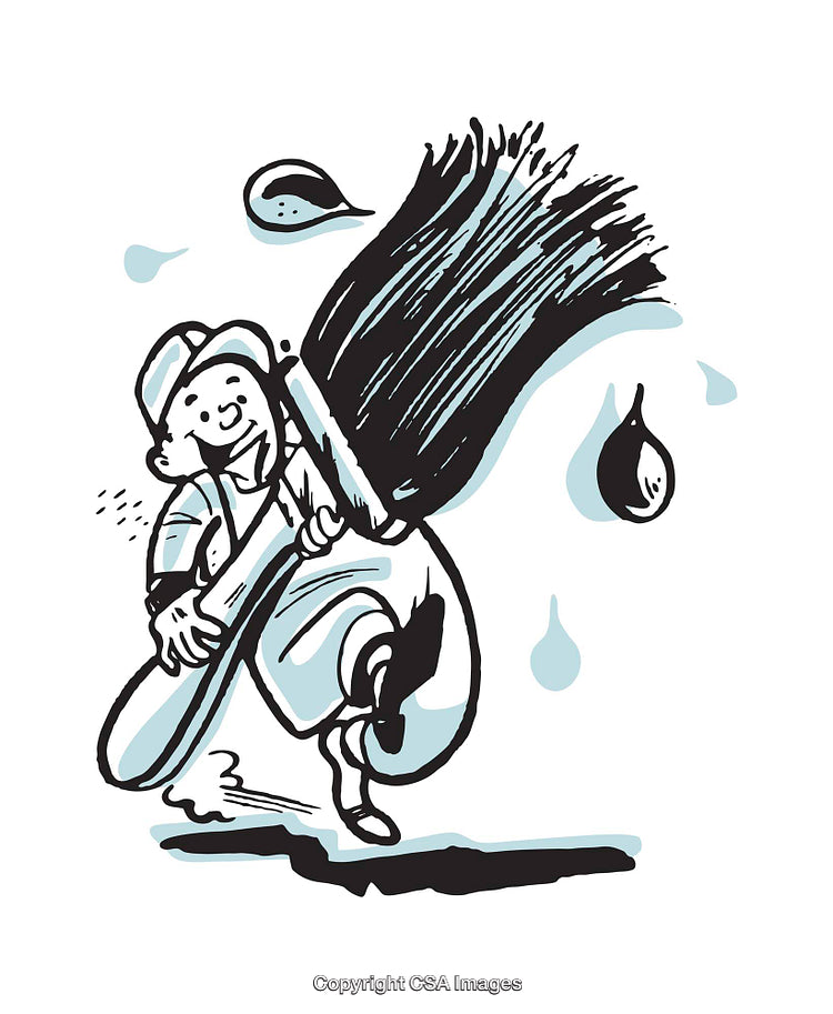 Whimsical Illustration of a Painter with a Giant Brush