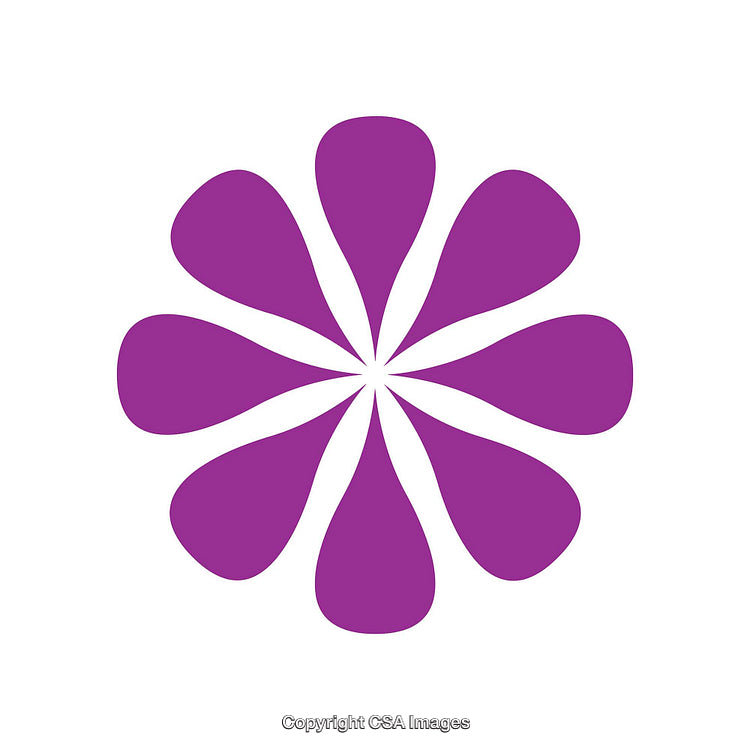 Purple Floral Design Abstract Symbol on Clean White Background