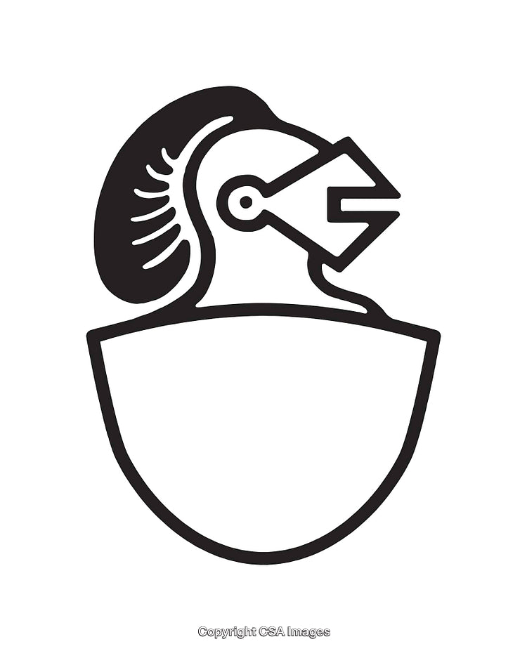 Minimalist Black and White Knight Line Art Illustration