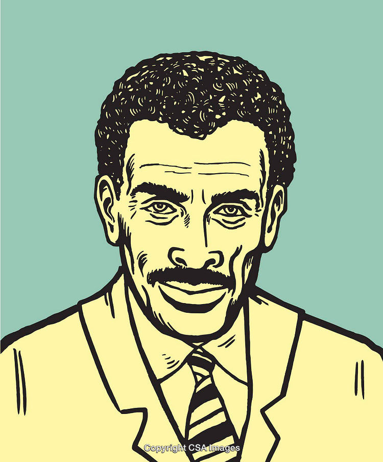 Color Line Art Illustration of a Man with Facial Hair in Formal Wear