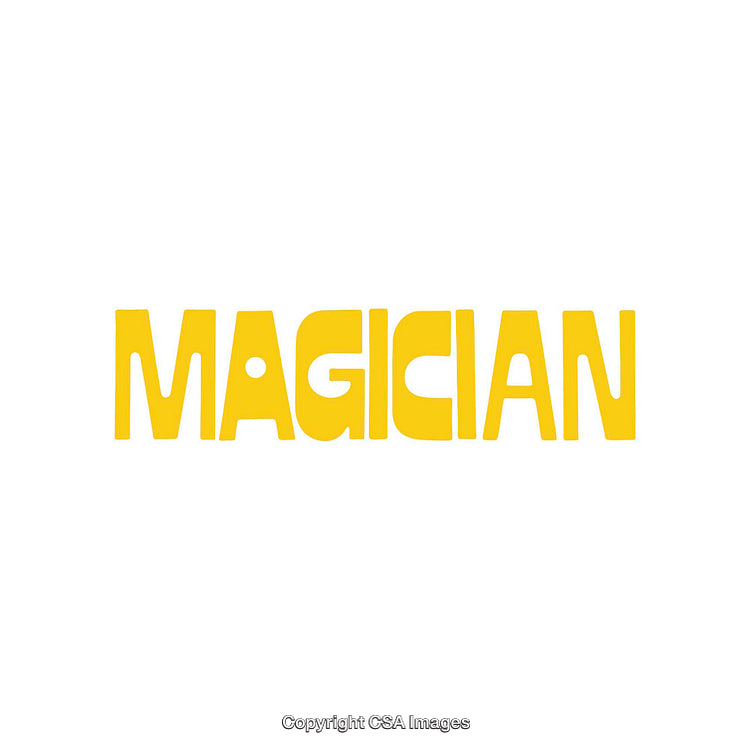 Yellow Magician Text in Bold Typography on a White Background