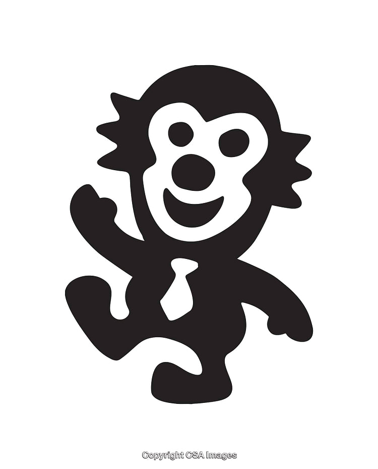 Stylized Black and White Monkey Icon With a Tie in a Cheerful Pose