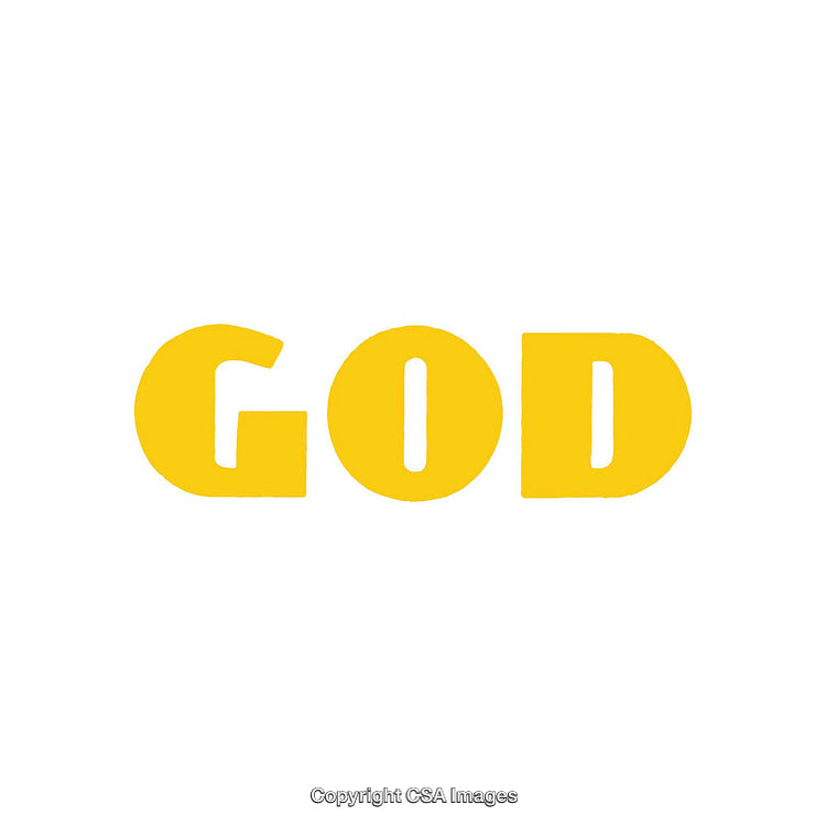 Bold Yellow Typography on White Background Featuring the Word God