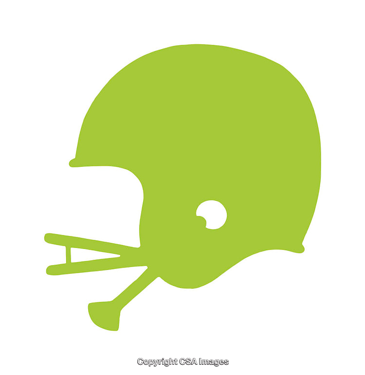 Green American Football Helmet Icon on a Plain White Background