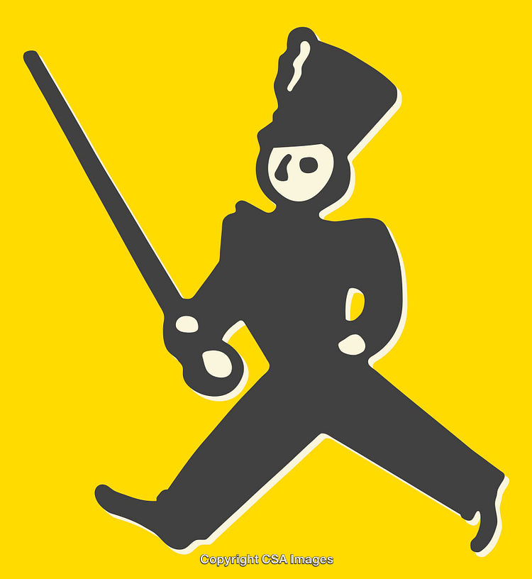 Illustration of a Toy Soldier in a Marching Pose on Yellow Background