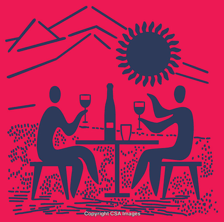Two People Sharing Drinks Outdoors Under the Sun