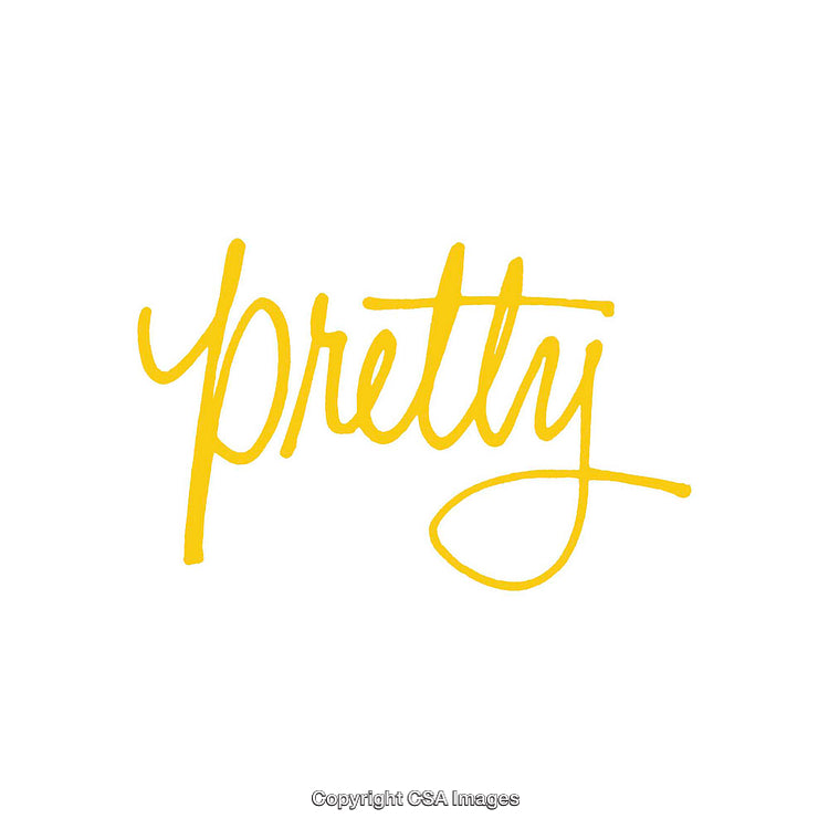 Yellow Handwritten Script Text on Clean White Background