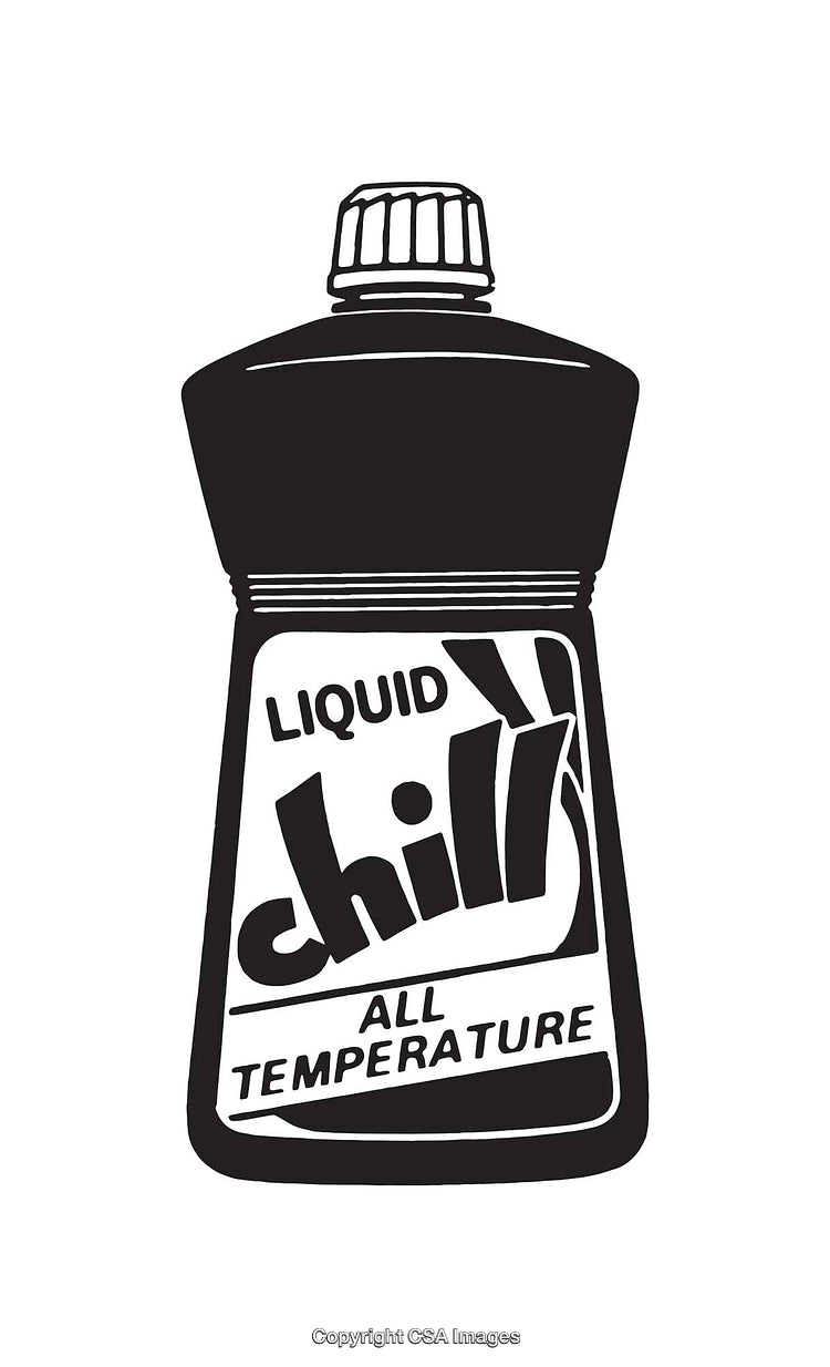 Black and White Line Art of Liquid Bottle Illustration in Retro Design
