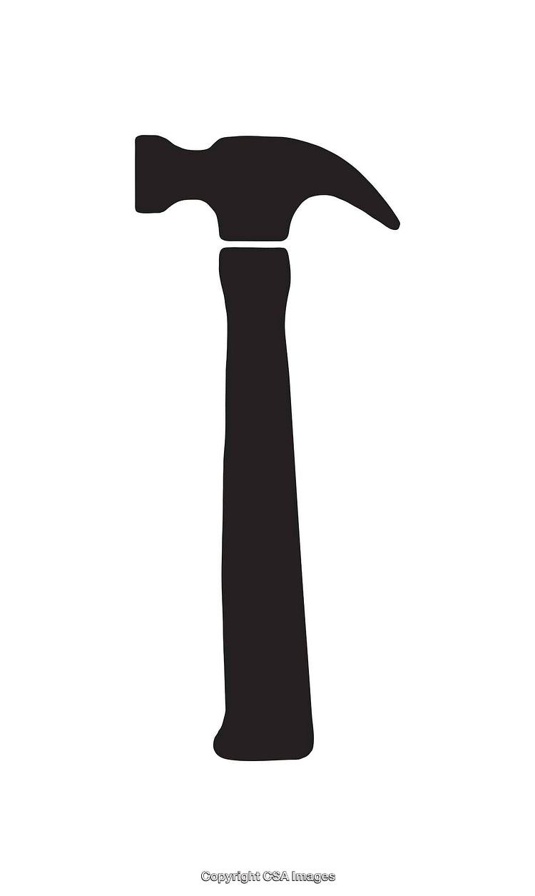 Black Silhouette of a Hammer on White Background Icon Design