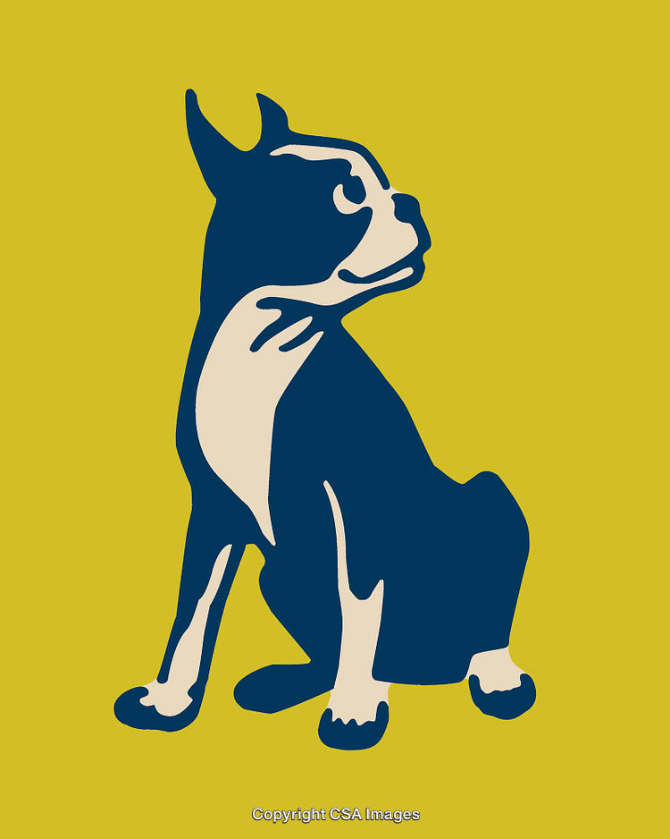 Colorful Vector Art of a Sitting Dog with Bold Shapes
