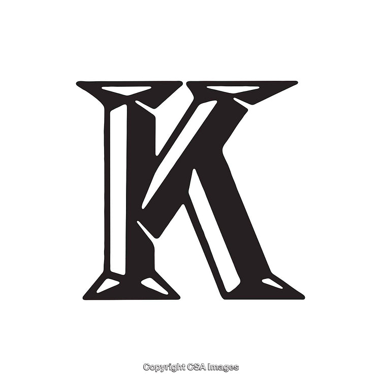 Stylized Black Letter K Design on White Background