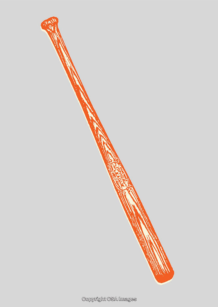 Orange Wooden Baseball Bat Illustration on Gray Background