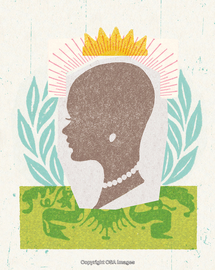 Elegant Silhouette Of A Woman Crowned With Majesty And Natural Elements