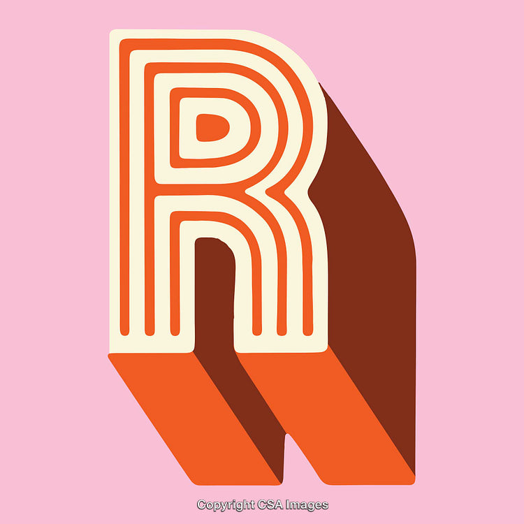 Bold and Vibrant Letter R Graphic Design with Retro Style