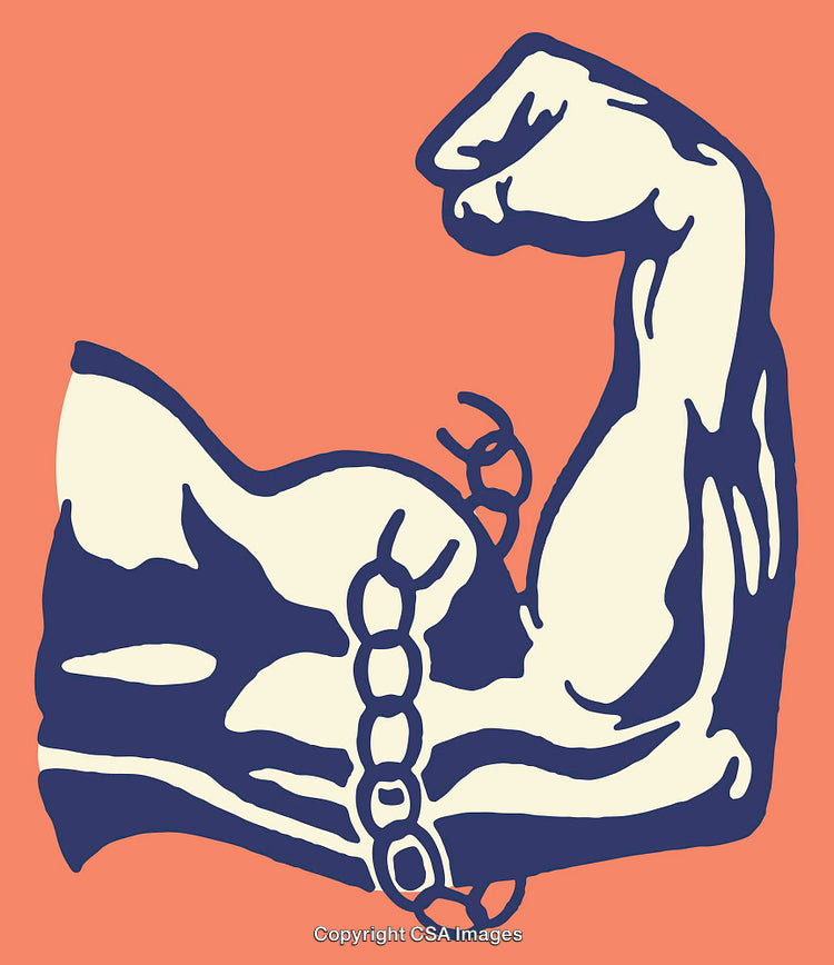Abstract Line Art Showing Muscular Arm Breaking Free Of Chains