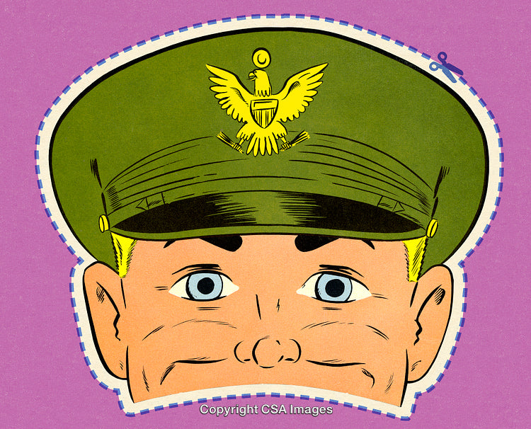 Vintage Cut-Out of Cartoon Soldier with Artistic Style