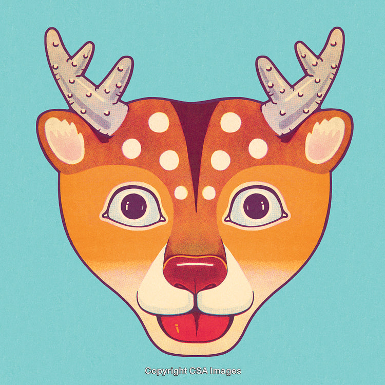 Colorful Cartoon Deer Illustration with a Playful and Whimsical Expression