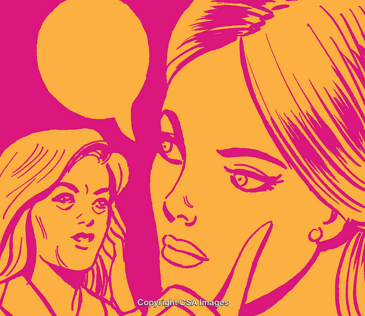 Vibrant Illustrative Abstract of a Thoughtful Conversation Between Women