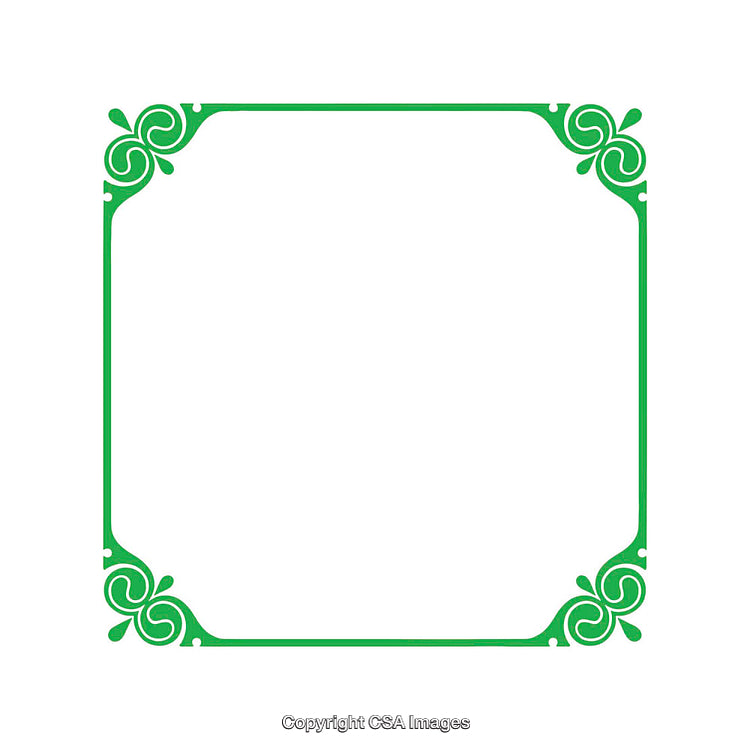 Elegant Green Decorative Frame With Floral Corner Design and White Background