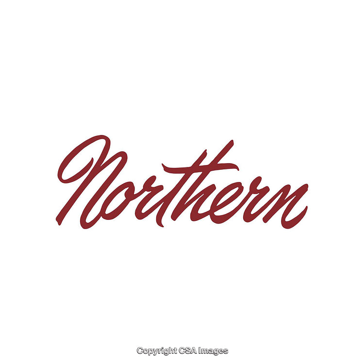 Stylish Handwritten Font Featuring the Word 'Northern' in Burgundy