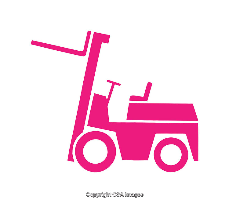 Pink Forklift Icon on White Background Representing Industrial Equipment