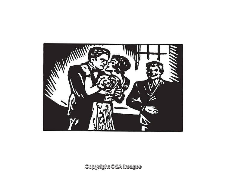 Black And White Illustration Depicting Romantic Celebration And Companionship