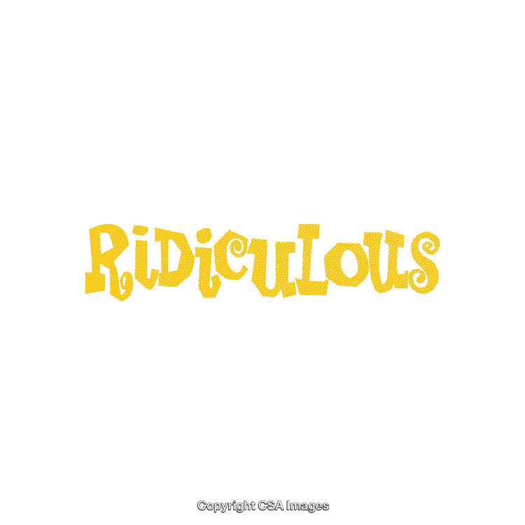 Playful Yellow Textured Word 'Ridiculous' on a Clean White Background