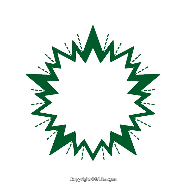 Minimalistic Green Abstract Starburst Shape on a White Background