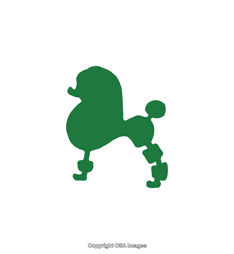Minimalistic Green Poodle Icon in Abstract Modern Style on White Background