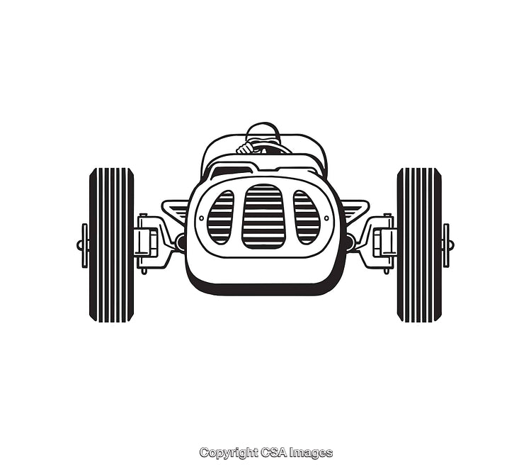 Vintage Racer Line Art Illustration in Black and White