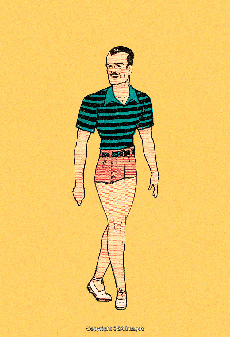 Retro Illustration of a Stylish Man in Vibrant Summer Attire