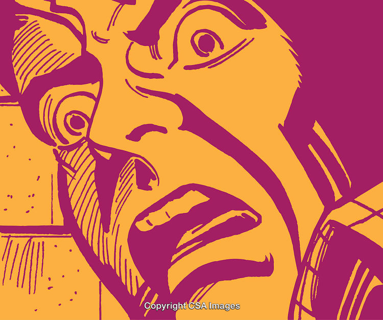 Abstract Pop Art Expression of Shock and Fear in Bold Colors