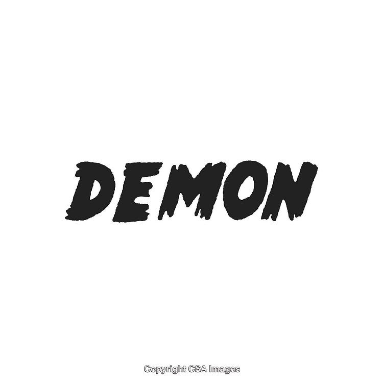 Bold Text Design Displaying the Word Demon in Black Typeface on White Background