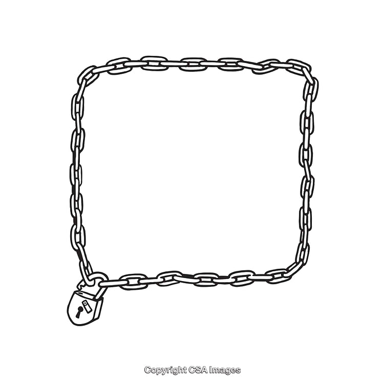 Black and White Drawing with a Chain and Padlock