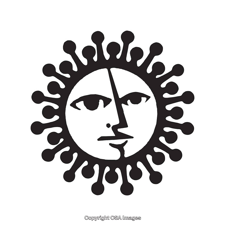 Line Art Sun and Moon Icon With Intricate Patterns