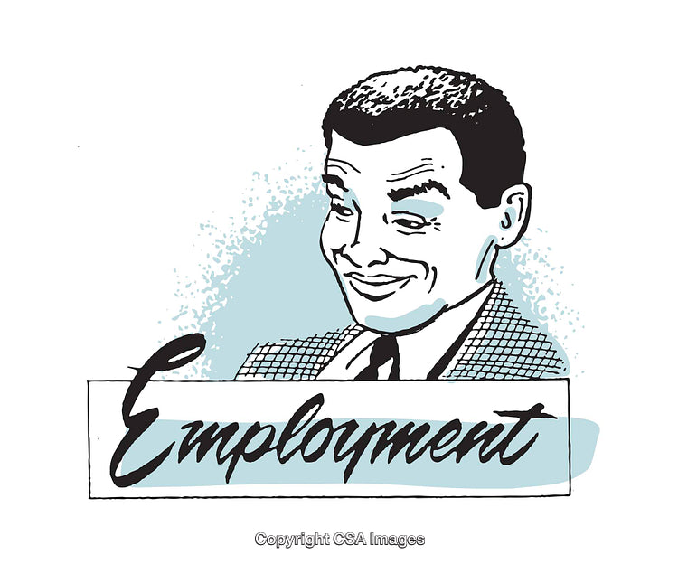 Retro Style Illustration of Professional Employment Concept with Bold Text