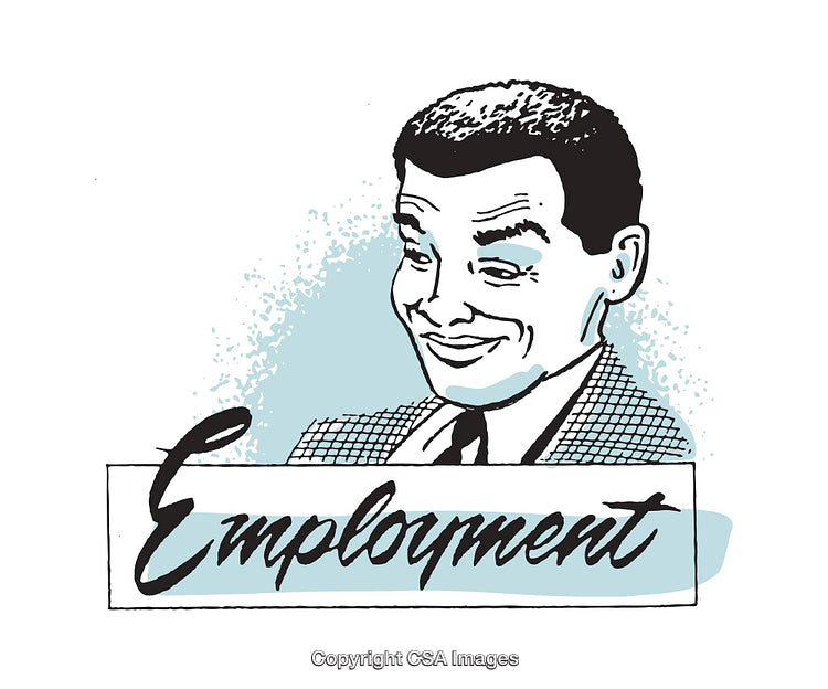 Retro Style Illustration of Professional Employment Concept with Bold Text