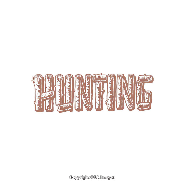 Rustic Log-Inspired Hunting Text Design with Artistic Detailing